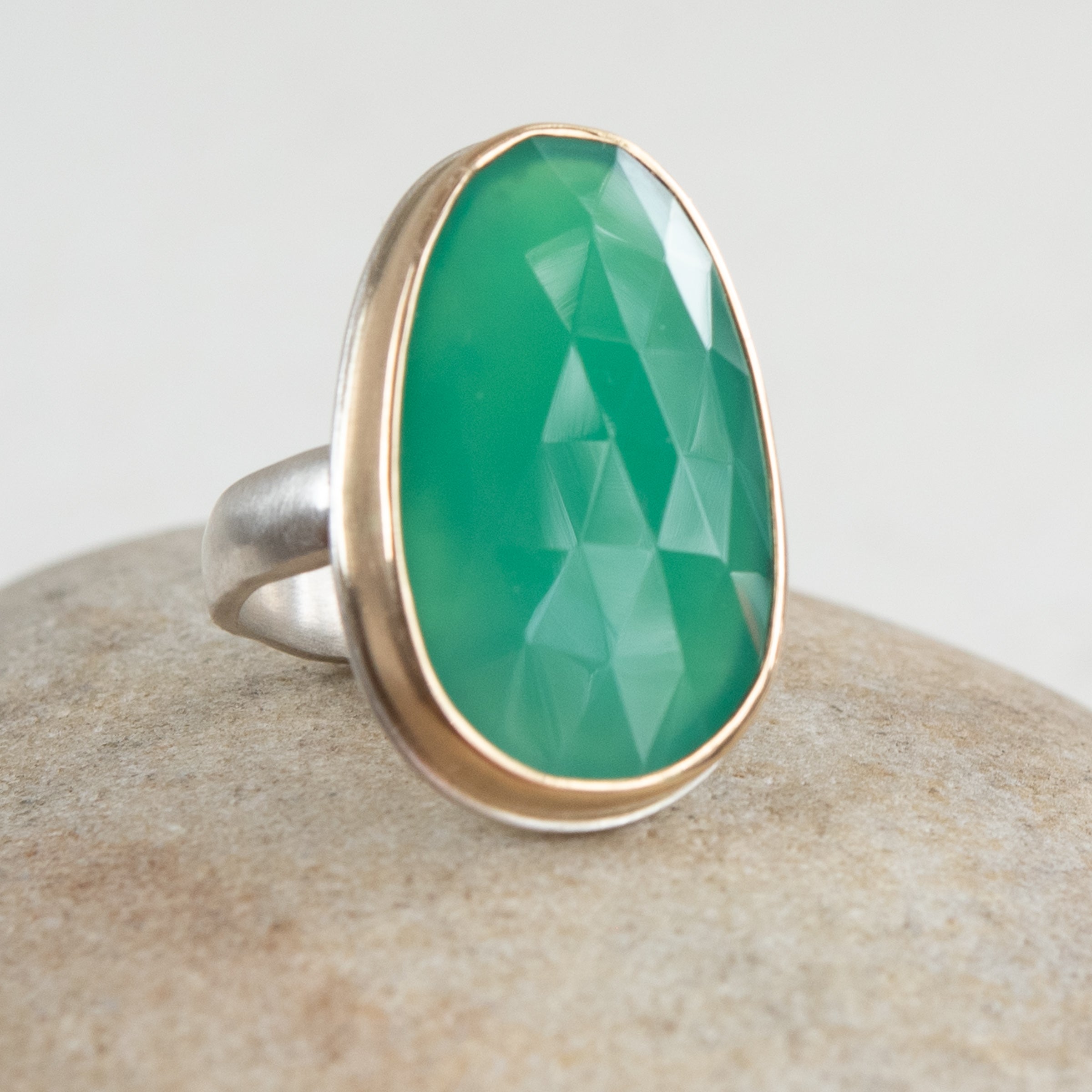 Size US 7.3/4 SOLID Sterling Silver Chrysoprase Ring, Natural good Boi Chrysoprase 925 Solid Silver Ring,