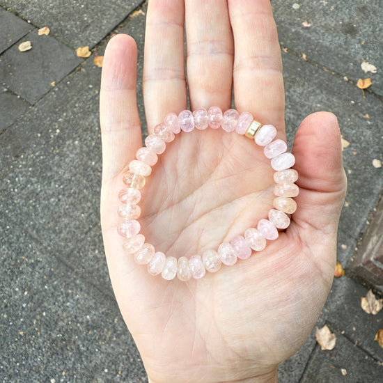 Stone Cache Gemstone Chunky Bracelet "Morganite"