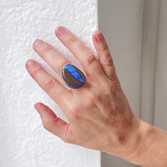 Jamie Joseph Large Asymmetrical Boulder Opal Ring