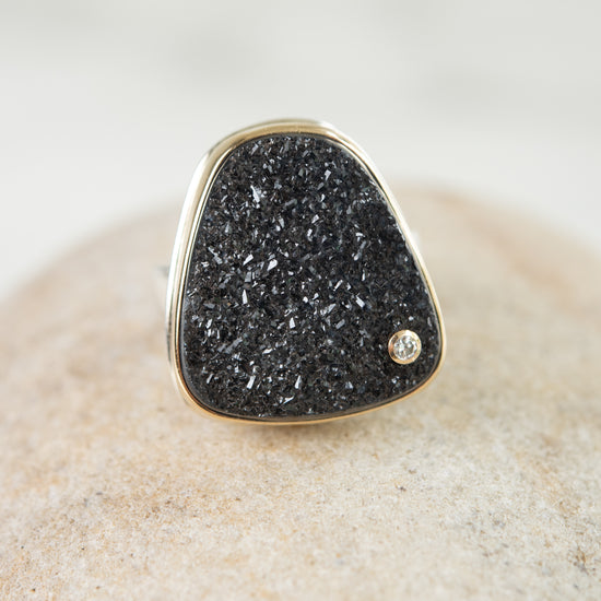 Jamie Joseph Large Brazilian Druzy Ring w/Diamond