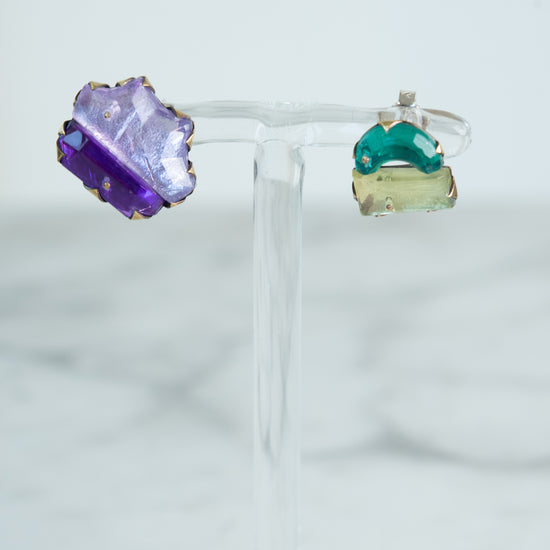Nikki Couppee Small Mismatched Studs (purples, yellow, green)