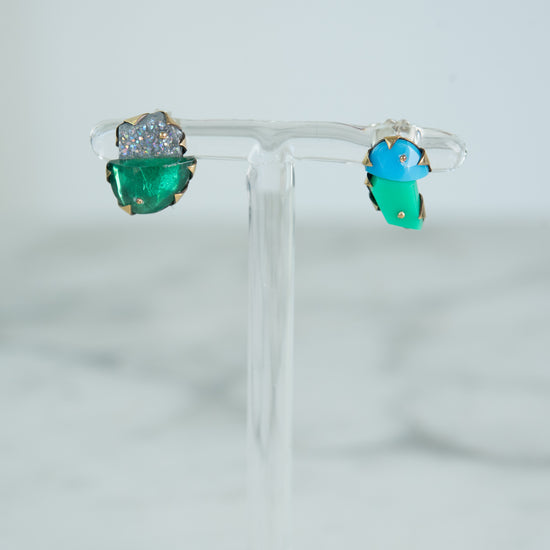 Nikki Couppee Small Mismatched Studs (green, silver blue)