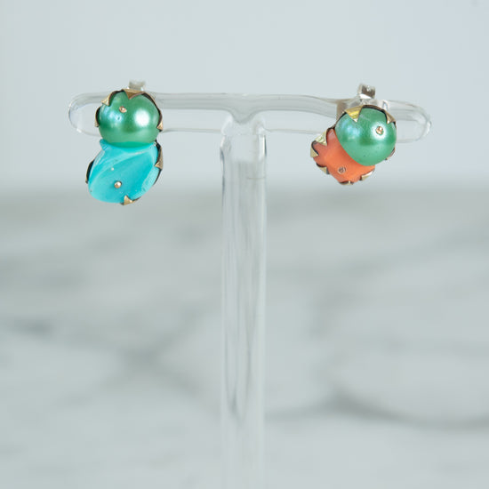 Nikki Couppee Small Mismatched Studs (green, turquoise,orange)