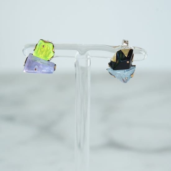 Nikki Couppee Small Mismatched Studs (lime, lavender,black,blue)