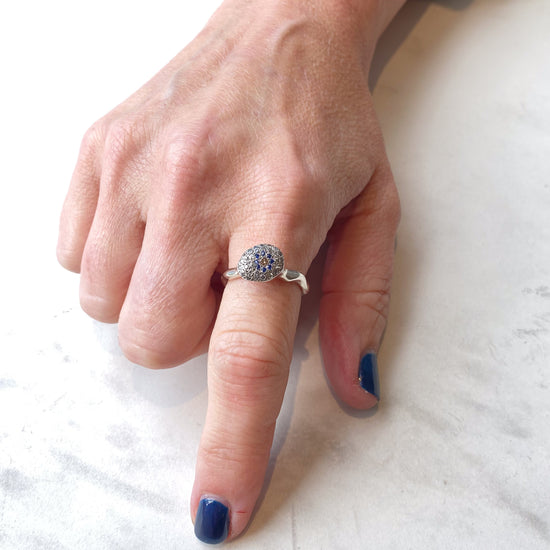 Rosa Maria "Bliss" Silver Ring w/Blue Sapphires & Diamonds