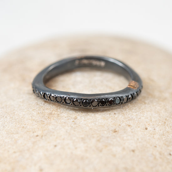 Rosa Maria "Fawn" Oxidized Silver Ring w/Black Diamonds