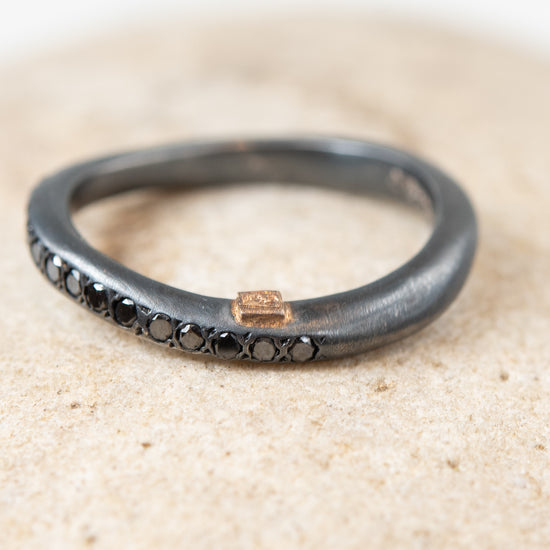 Rosa Maria "Fawn" Oxidized Silver Ring w/Black Diamonds