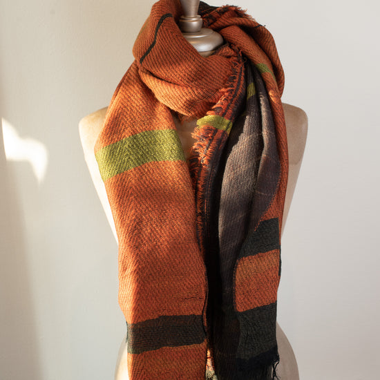 Tamaki Niime Roots Scarf/Shawl (orange, brown, green)