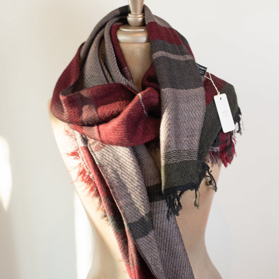 Tamaki Niime Roots Scarf/Shawl (brick, burgundy, greys)