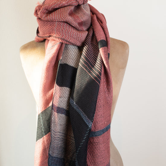 Tamaki Niime Roots Scarf/Shawl (dusty pink, browns)