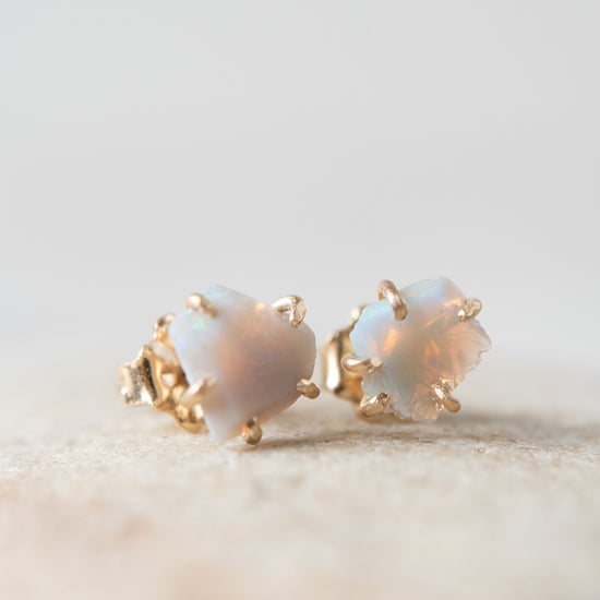 Variance Objects Opal 14k Gold Stud Earrings