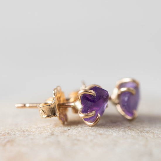 Amethyst 14K Gold Stud Earrings