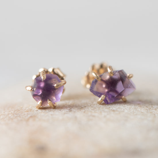 Amethyst 14K Gold Stud Earrings