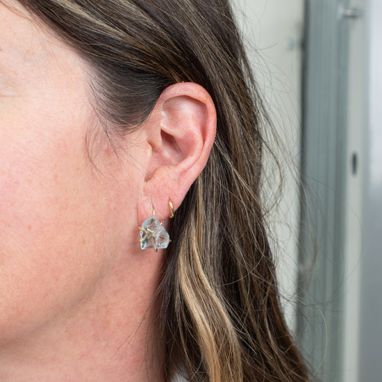 Variance Objects Medium Aquamarine & Gold Hook earrings