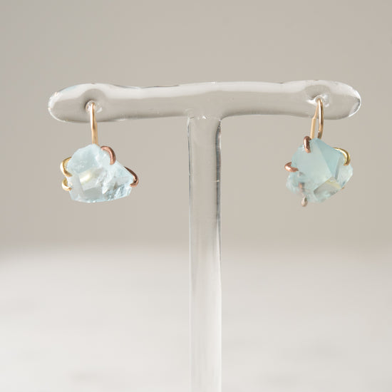 Variance Objects Medium Aquamarine & Gold Hook earrings