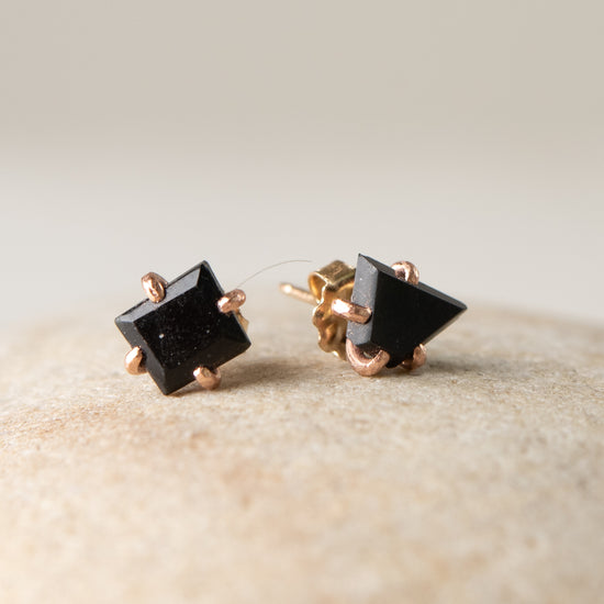 Variance Objects Small Black Jade &14k Gold Studs