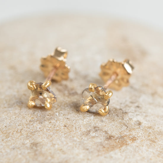 Variance Rose Cut Diamond & 22k Gold Stud Earrings