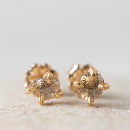 Variance Objects Salt & Pepper Rose Cut Diamonds 22K Gold Studs