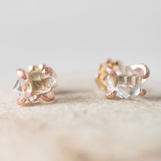 Variance Objects Herkimer 14K Rose Gold Stud Earrings