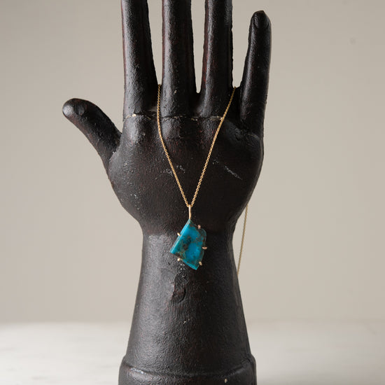 Variance Objects Medium Arizona Turquoise Pendant on 14k Gold Chain